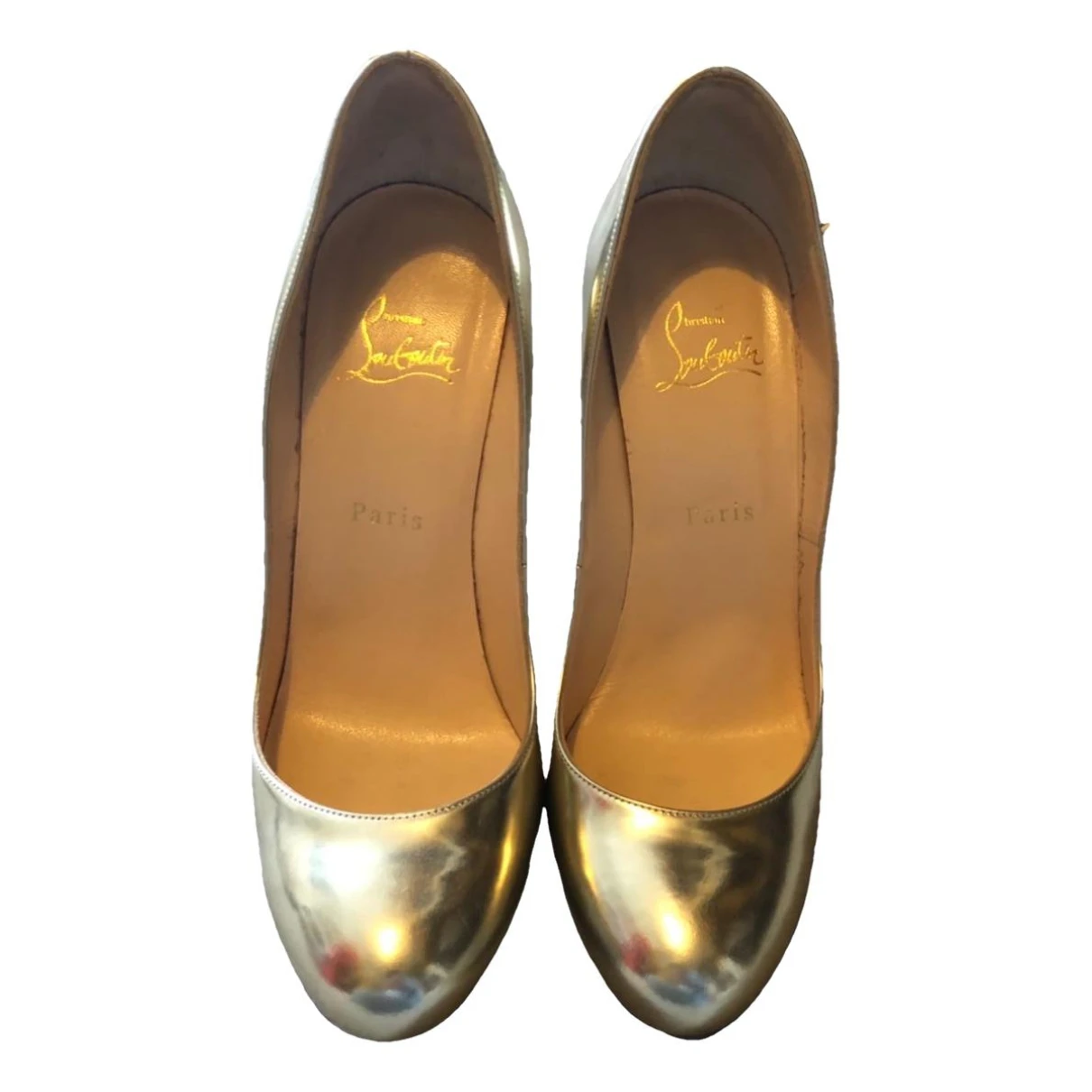 Pre-owned Christian Louboutin Fifi Leather Heels In Gold