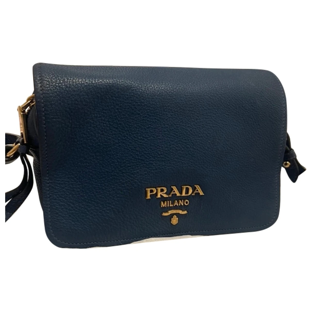 Pre-owned Prada Light Frame Leather Crossbody Bag In Blue