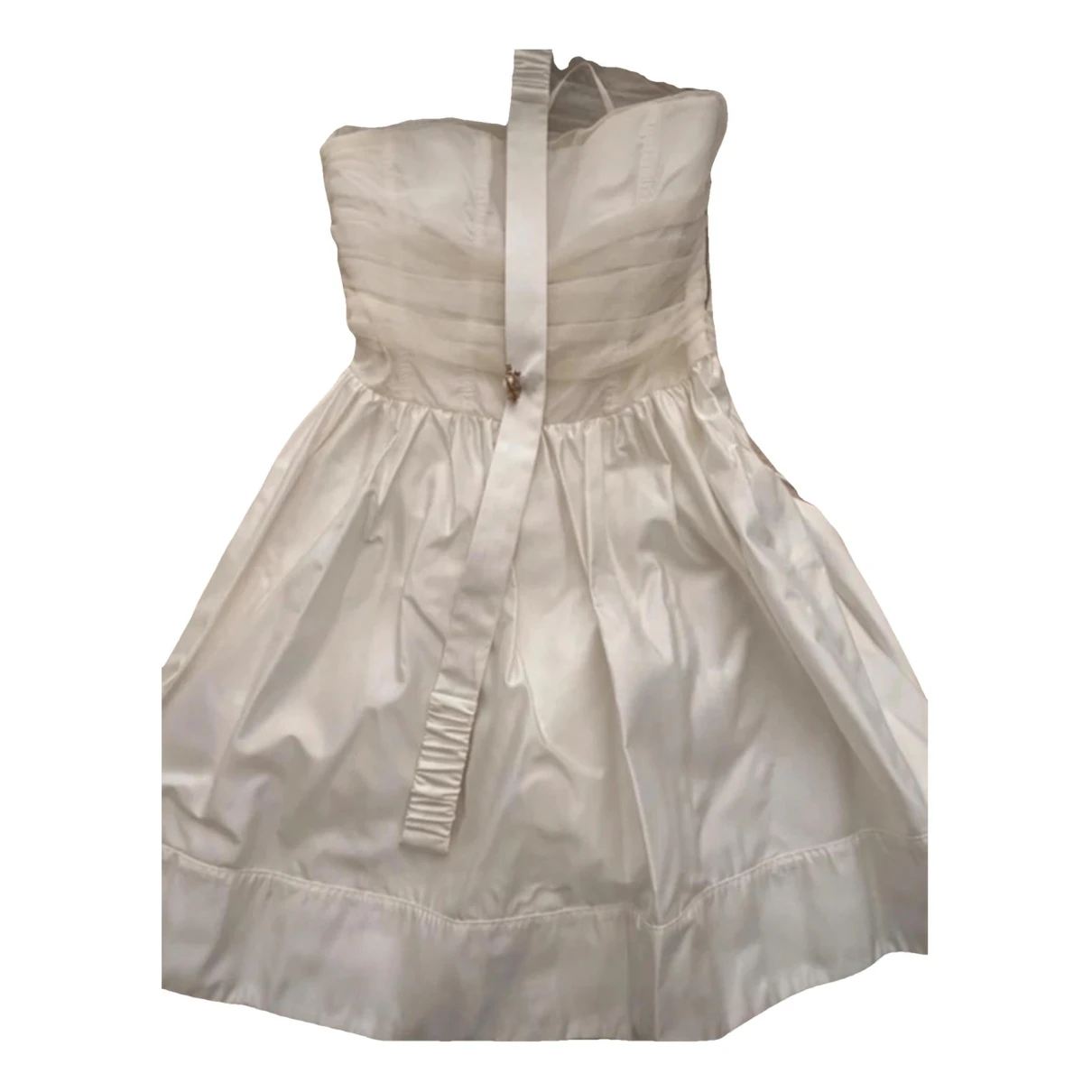 Pre-owned Elisabetta Franchi Silk Mini Dress In White