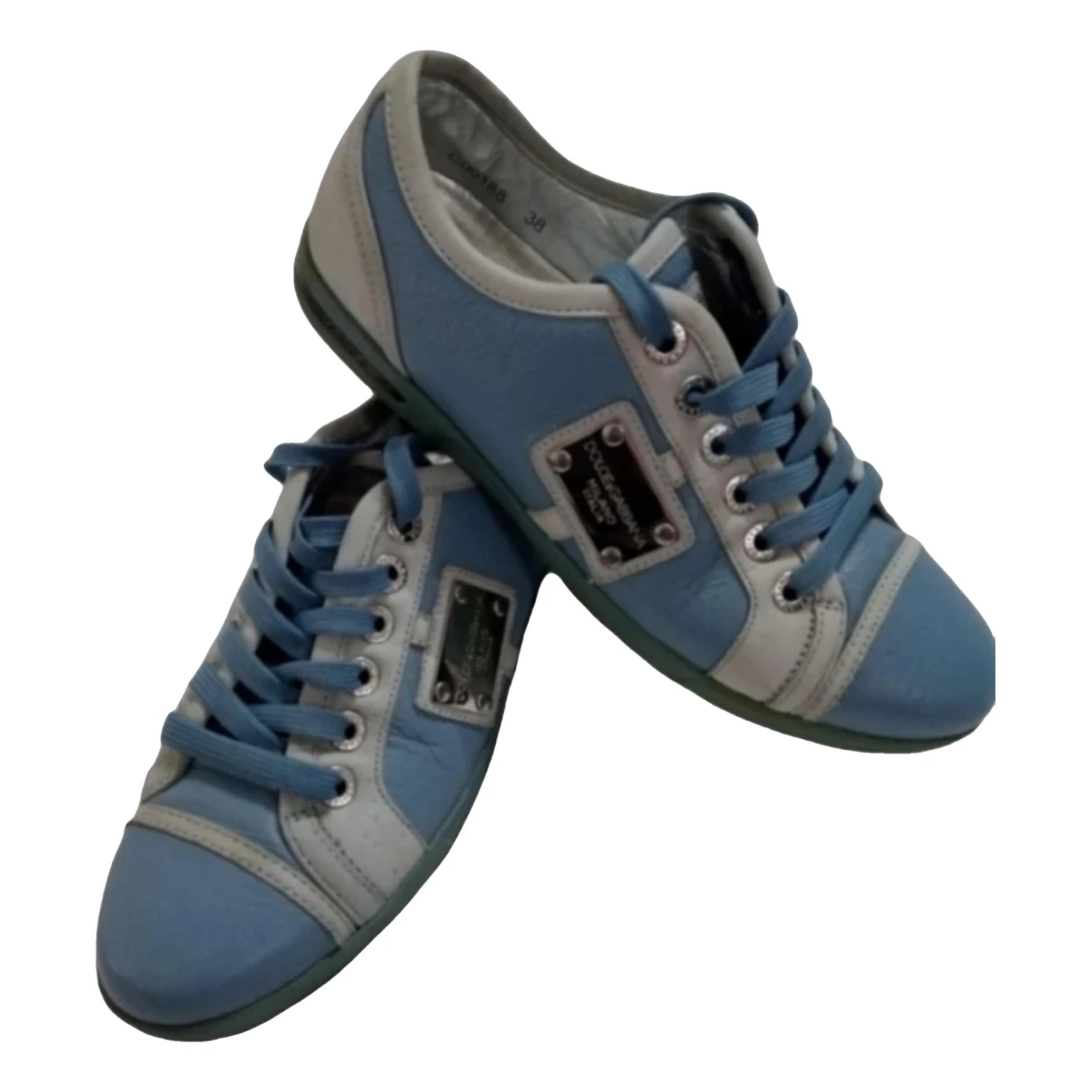 Pre-owned Dolce & Gabbana Leather Trainers In Blue