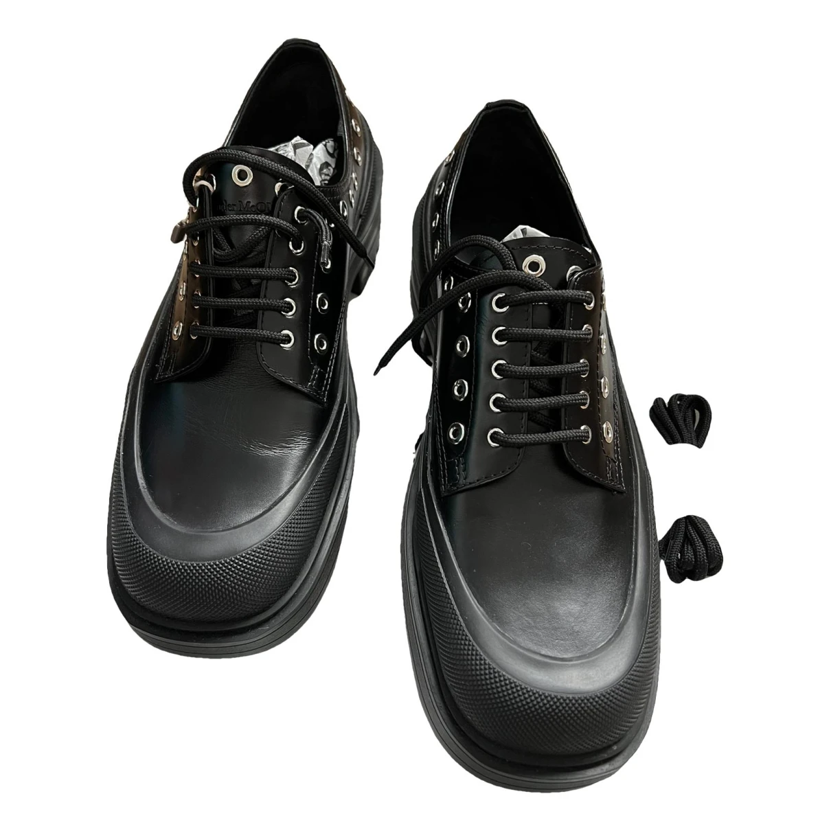 Pre-owned Alexander Mcqueen Leather Lace Ups In Black