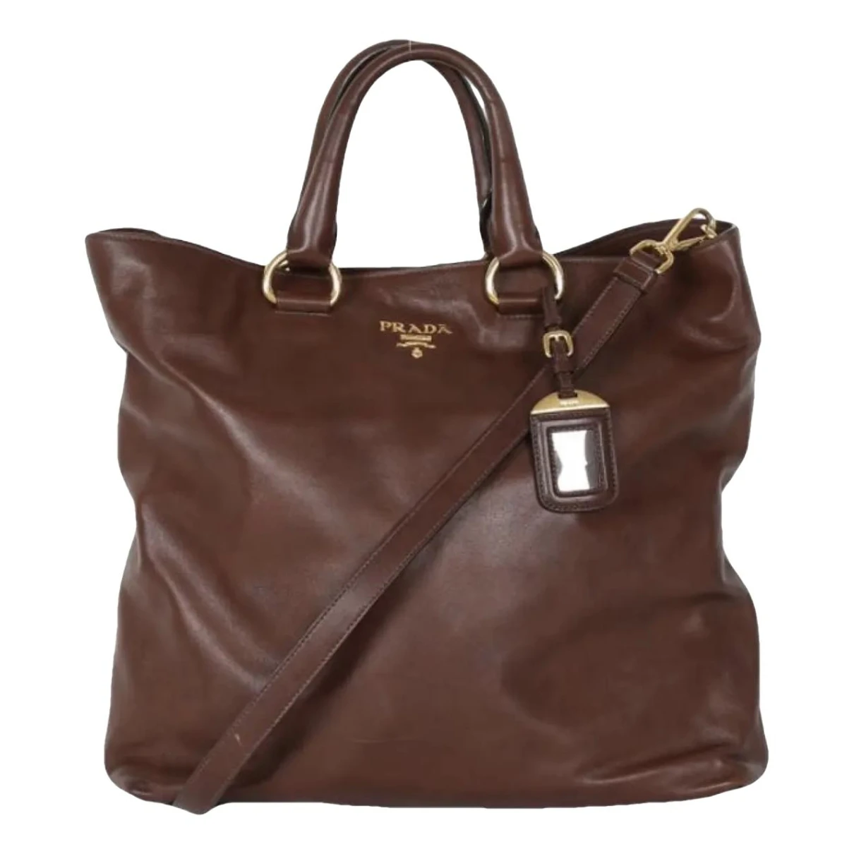 Pre-owned Prada Double Leather Crossbody Bag In Brown