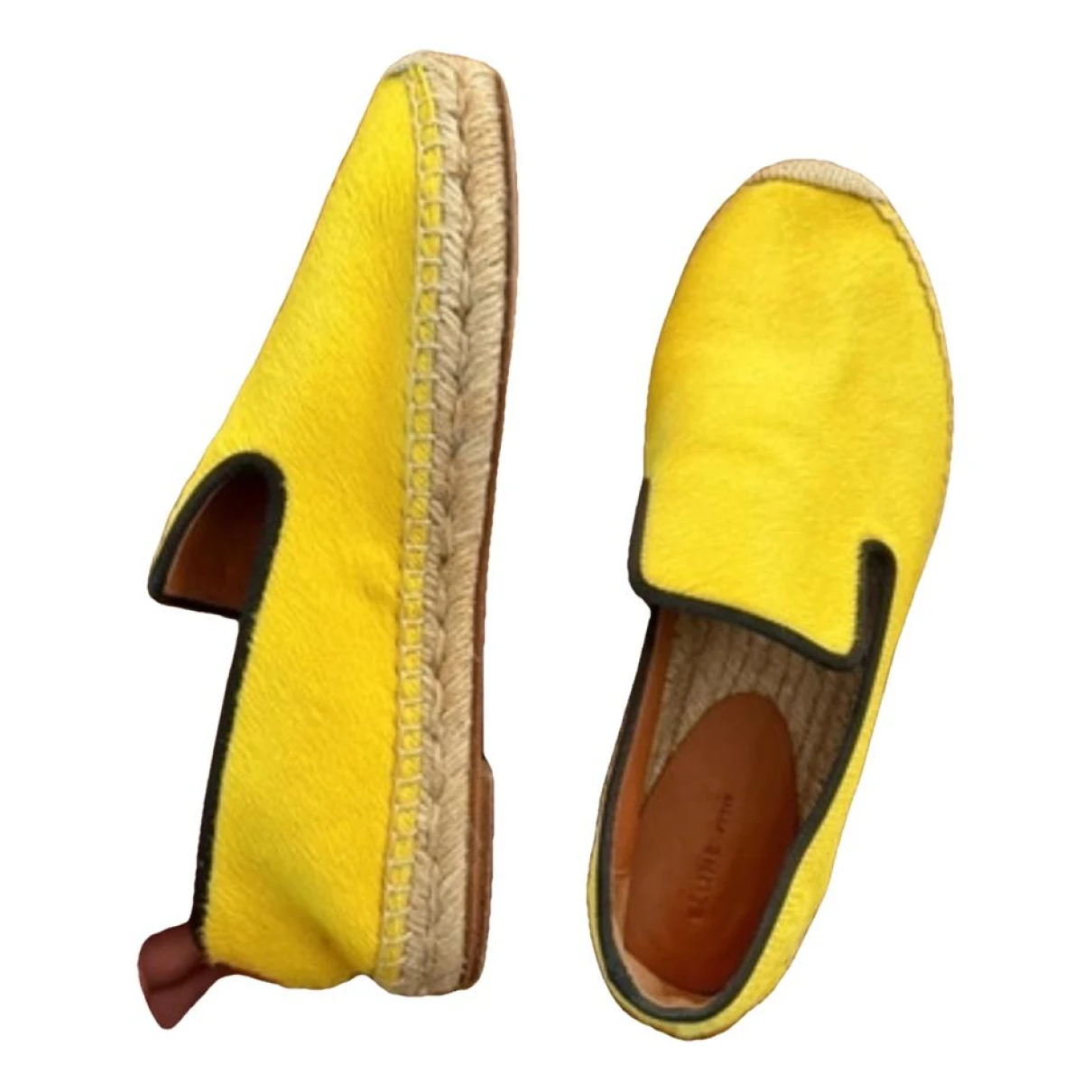 Pre-owned Celine Leather Espadrilles In Yellow