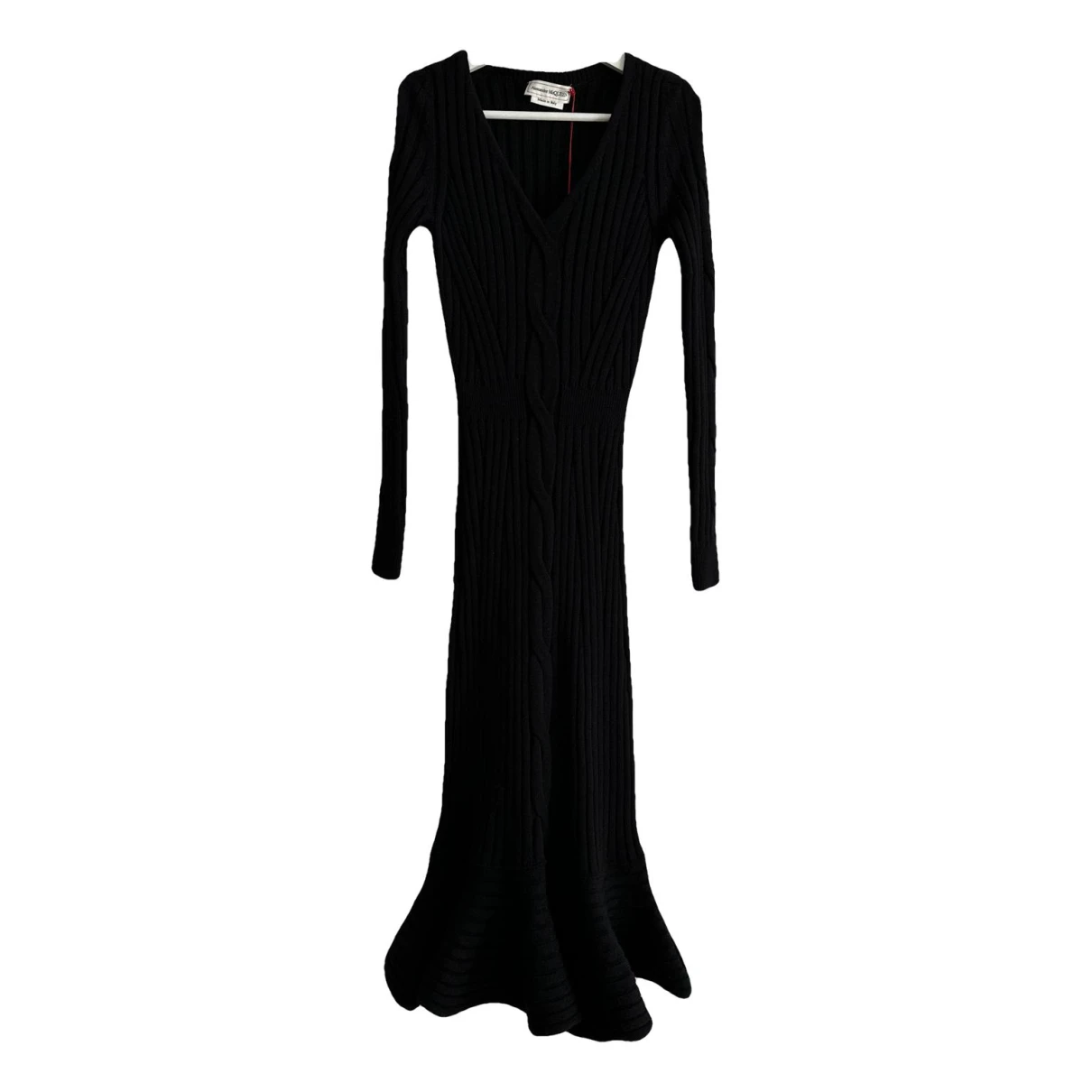 Pre-owned Alexander Mcqueen Wool Mid-length Dress In Black