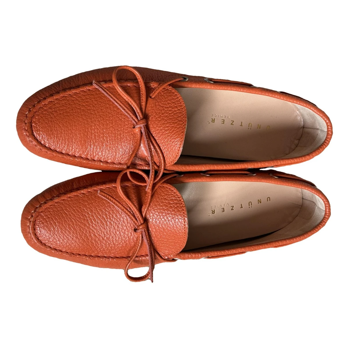Pre-owned Unützer Leather Flats In Orange