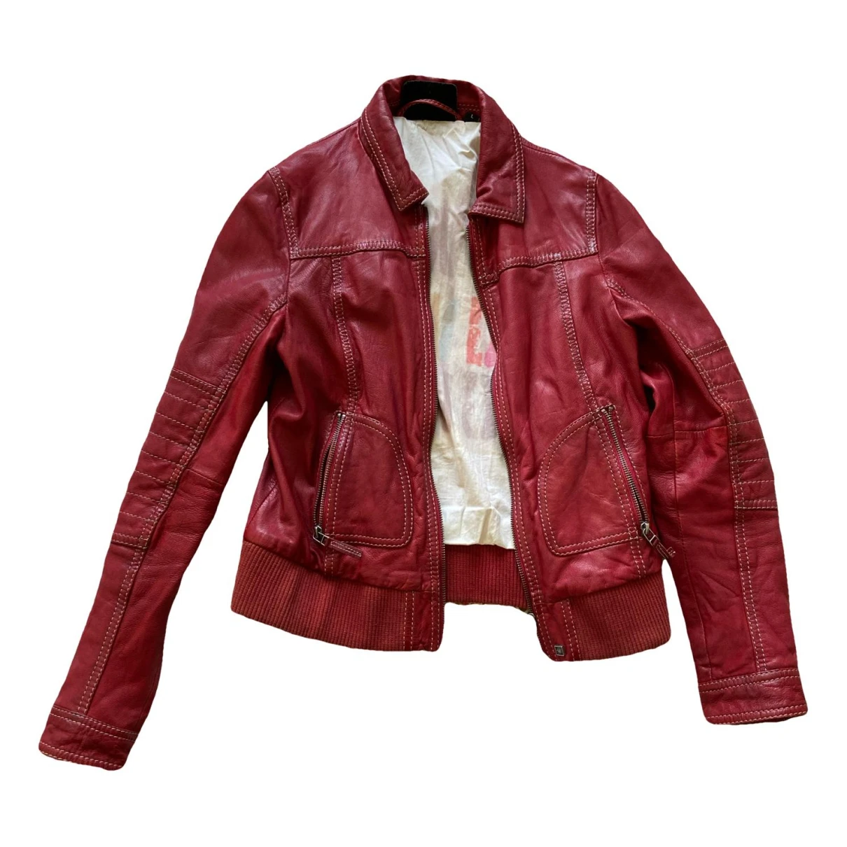 Pre-owned Oakwood Leather Jacket In Red