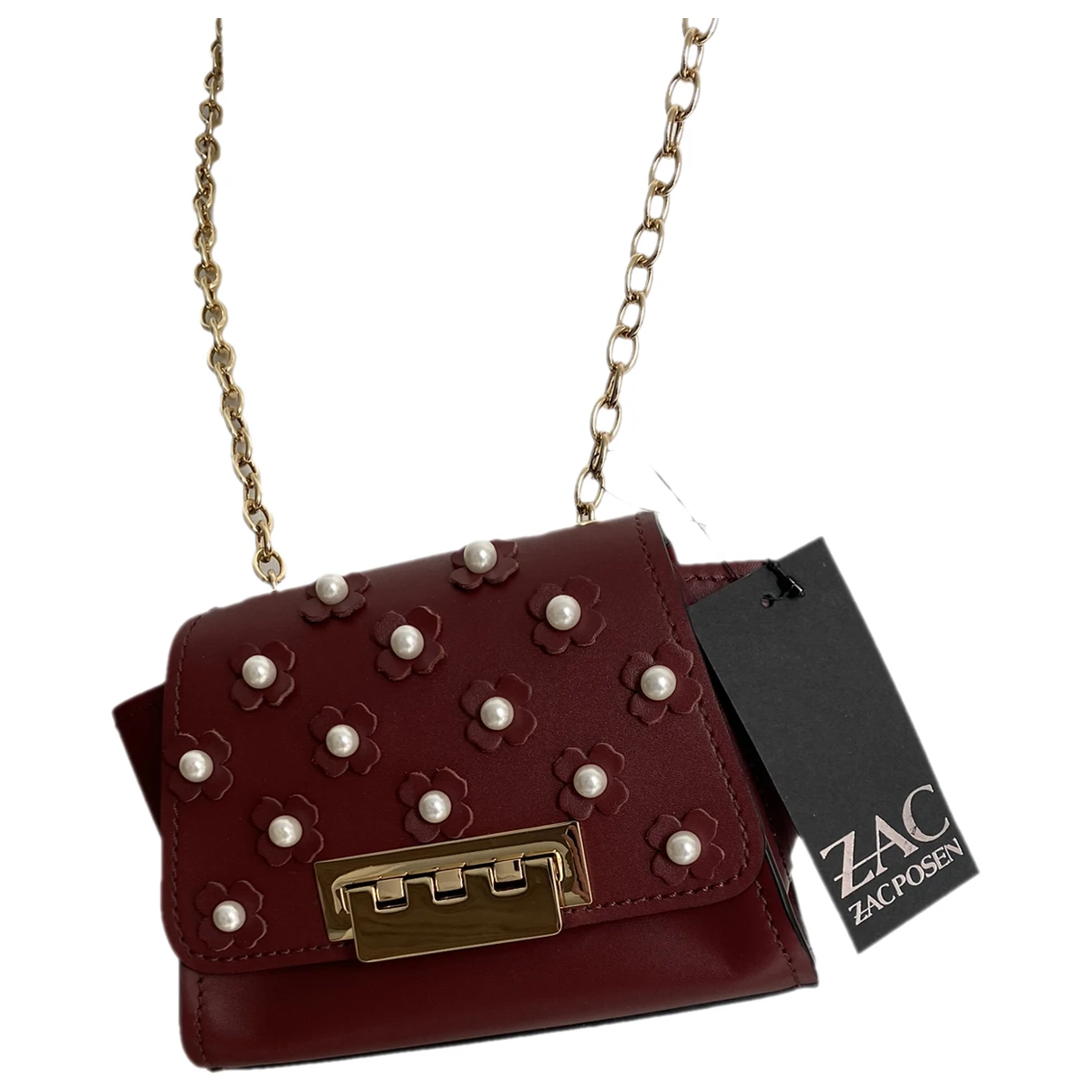 Pre-owned Zac Posen Leather Bag In Burgundy