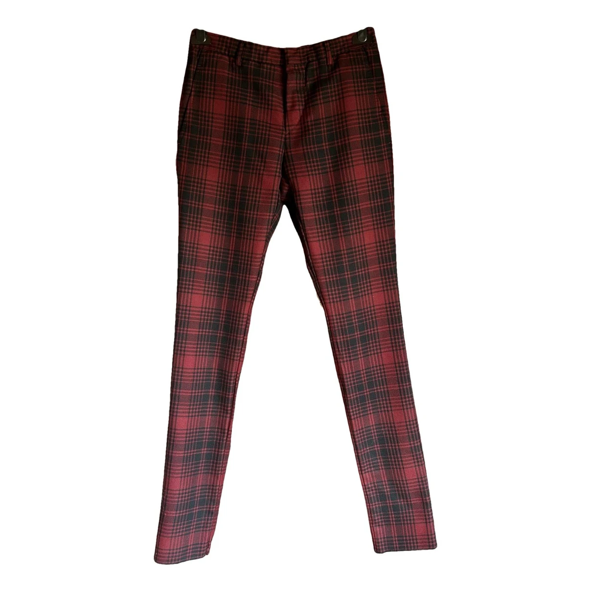 Pre-owned Valentino Wool Trousers In Burgundy
