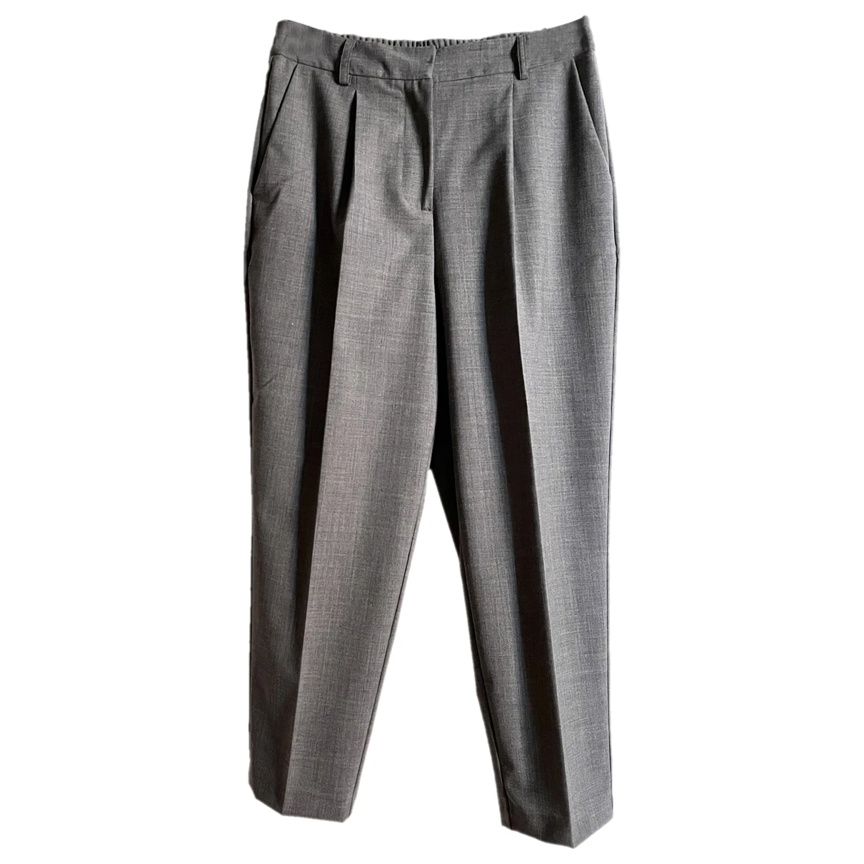 Pre-owned Semicouture Wool Large Pants In Grey