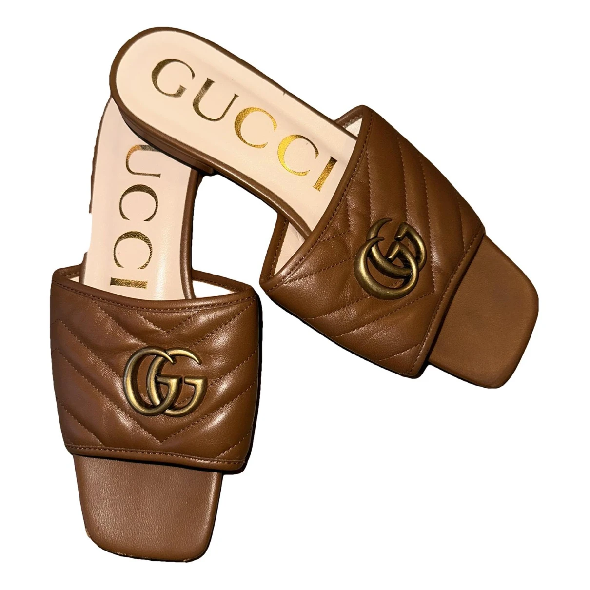 Pre-owned Gucci Leather Sandal In Camel