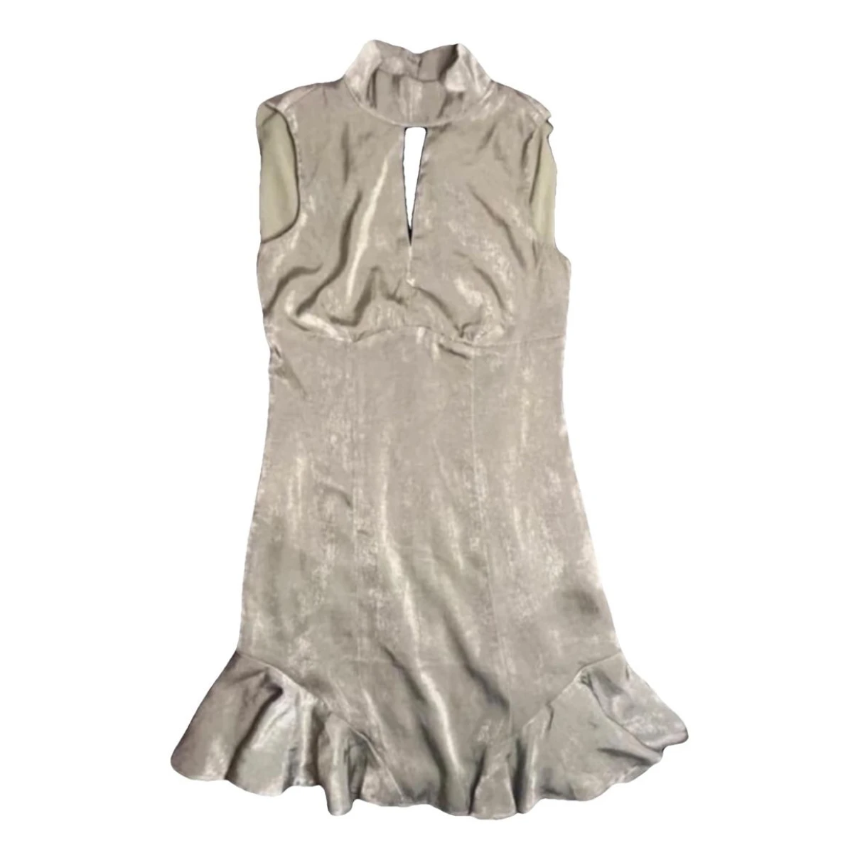 Pre-owned Guess Silk Mini Dress In Khaki