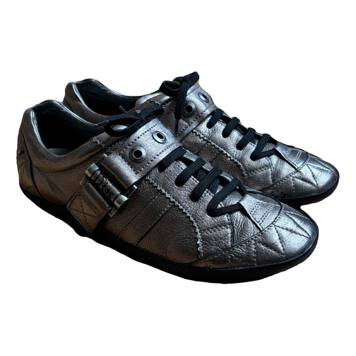 Pre-owned Dior Leather Trainers In Metallic