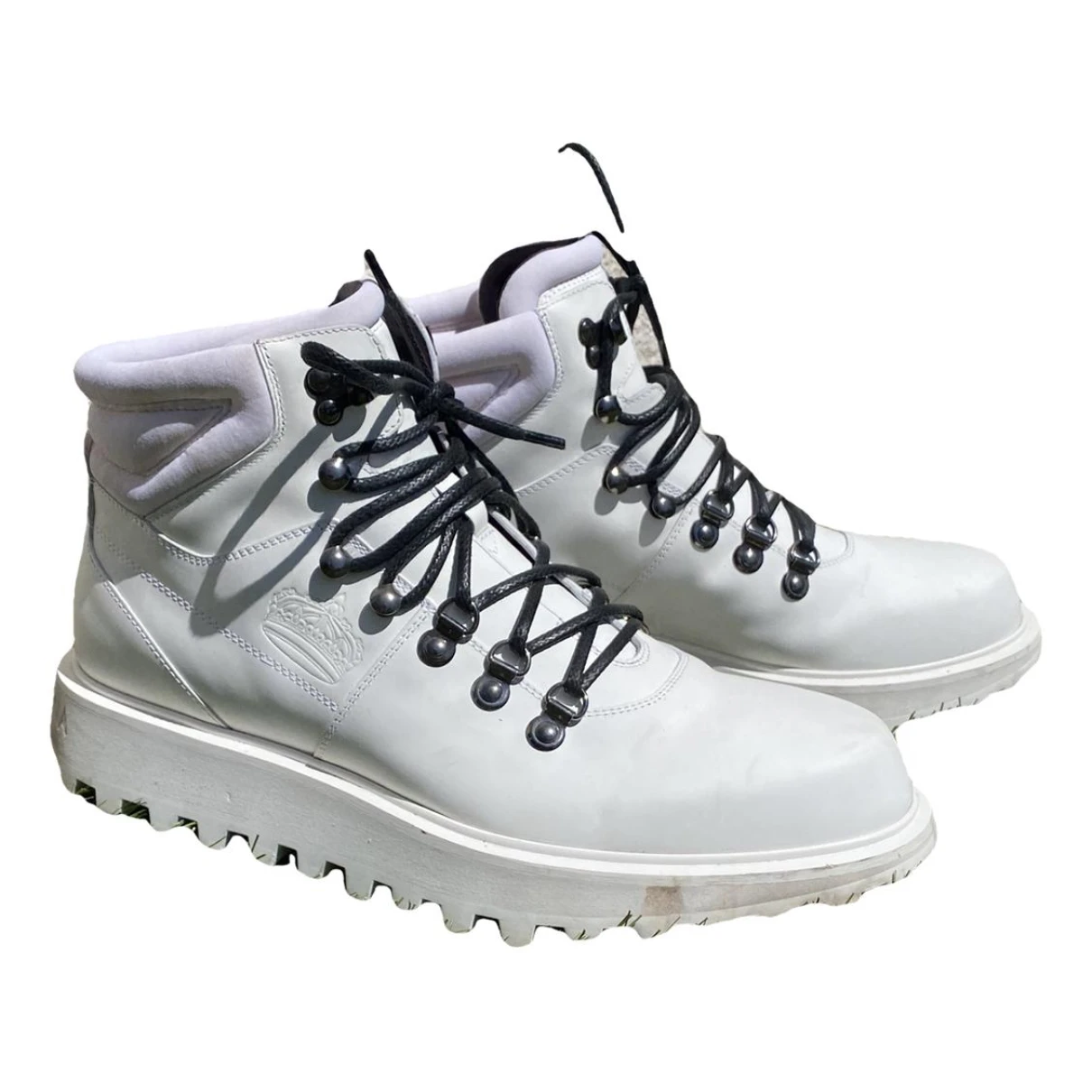 Pre-owned Dolce & Gabbana Leather Boots In White