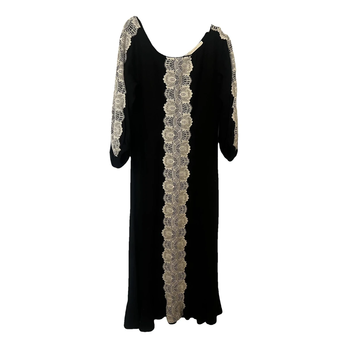 Pre-owned Anna Mason Linen Mid-length Dress In Black