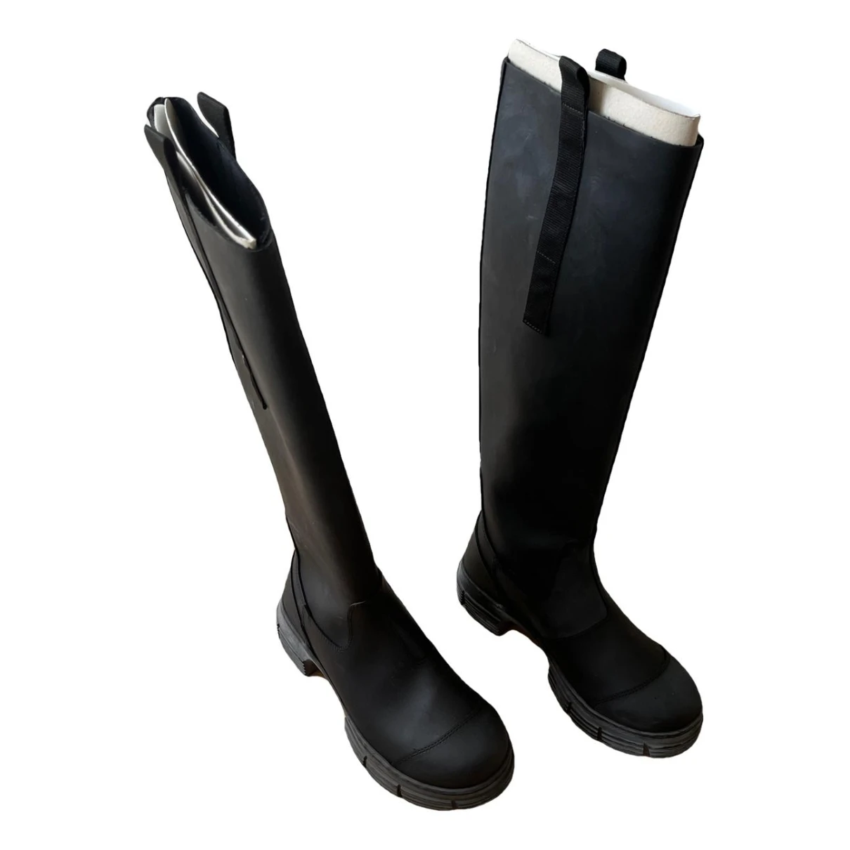 Pre-owned Ganni Wellington Boots In Black