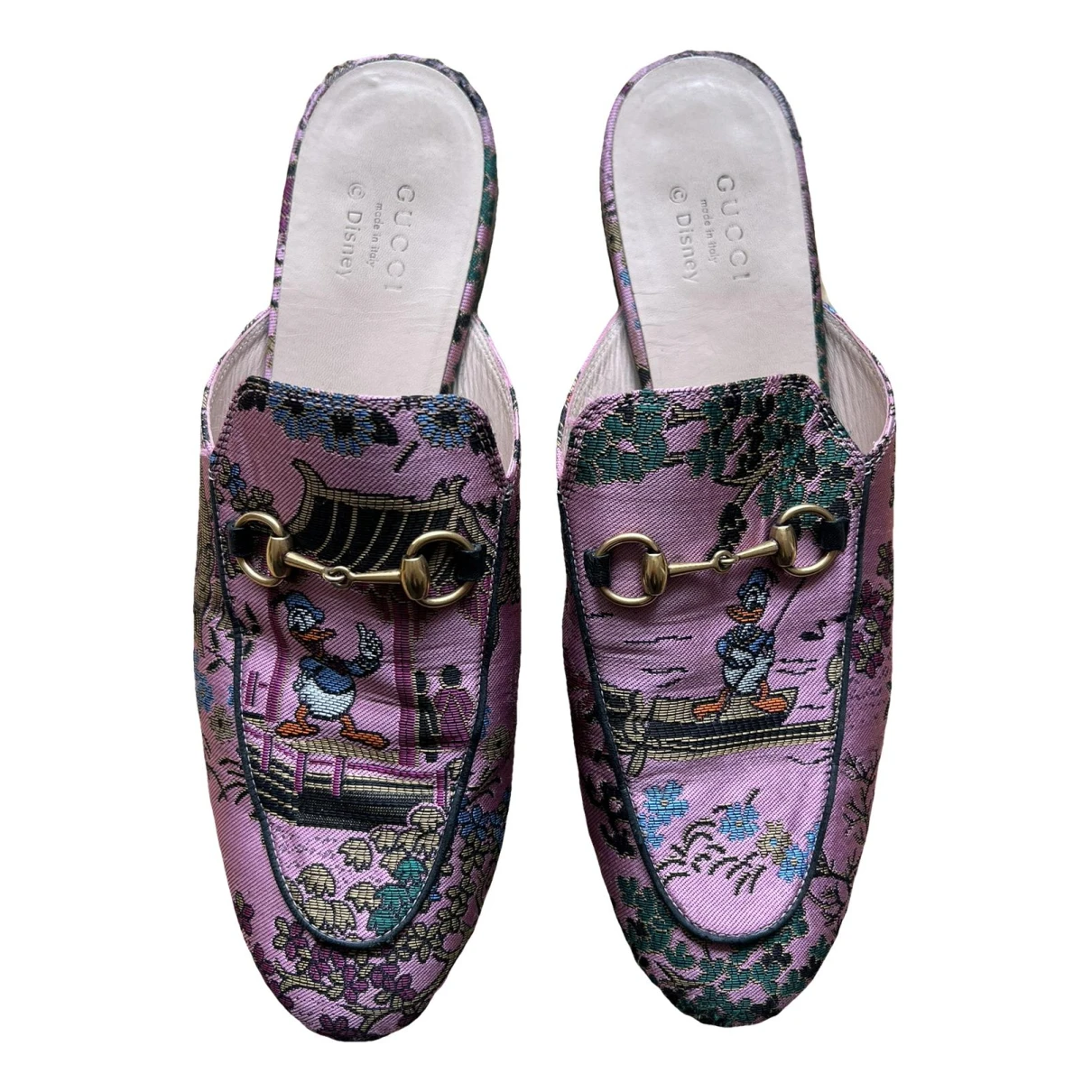 Pre-owned Disney X Gucci Leather Flats In Pink