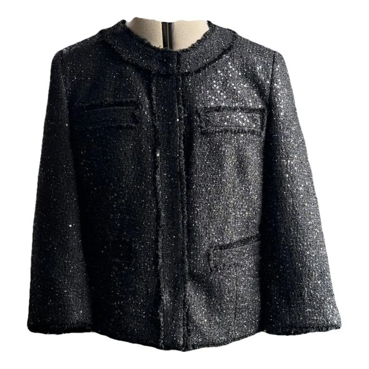 Pre-owned Michael Kors Tweed Blazer In Black
