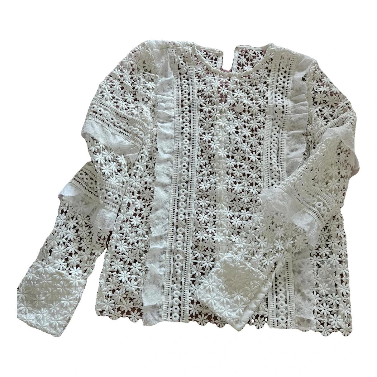 Pre-owned Self-portrait Lace Blouse In White