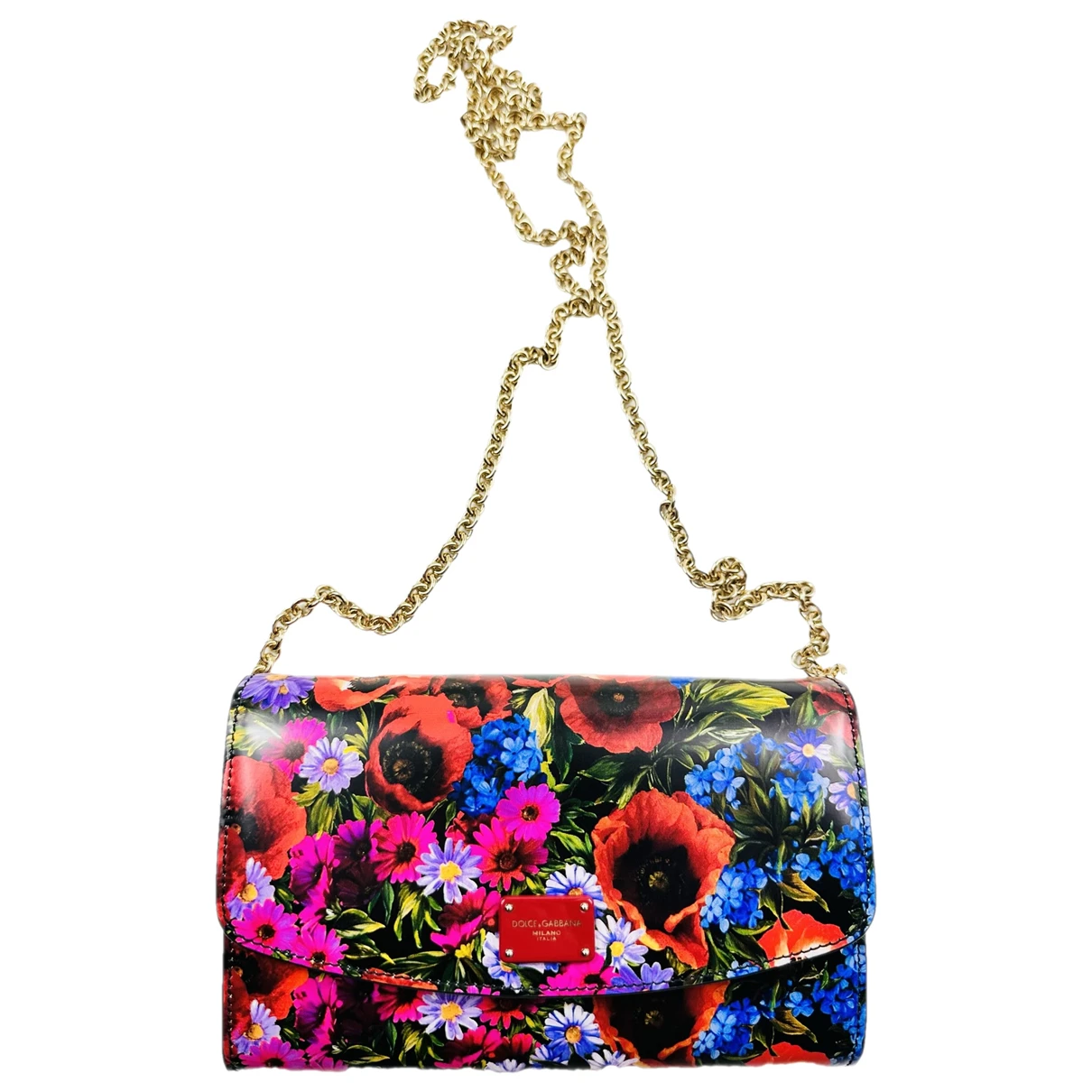 Pre-owned Dolce & Gabbana Sicily Leather Crossbody Bag In Multicolour
