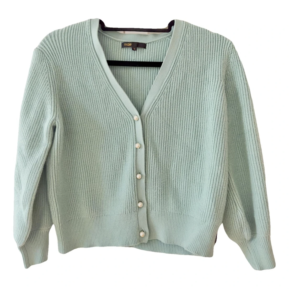 Pre-owned Maje Fall Winter 2020 Cardigan In Turquoise