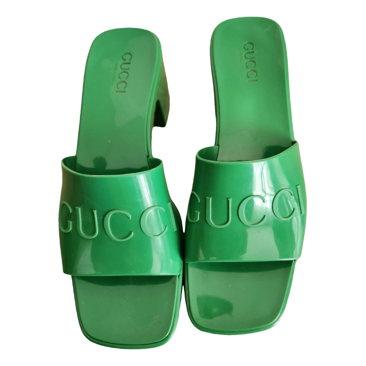 Pre-owned Gucci Mules In Green