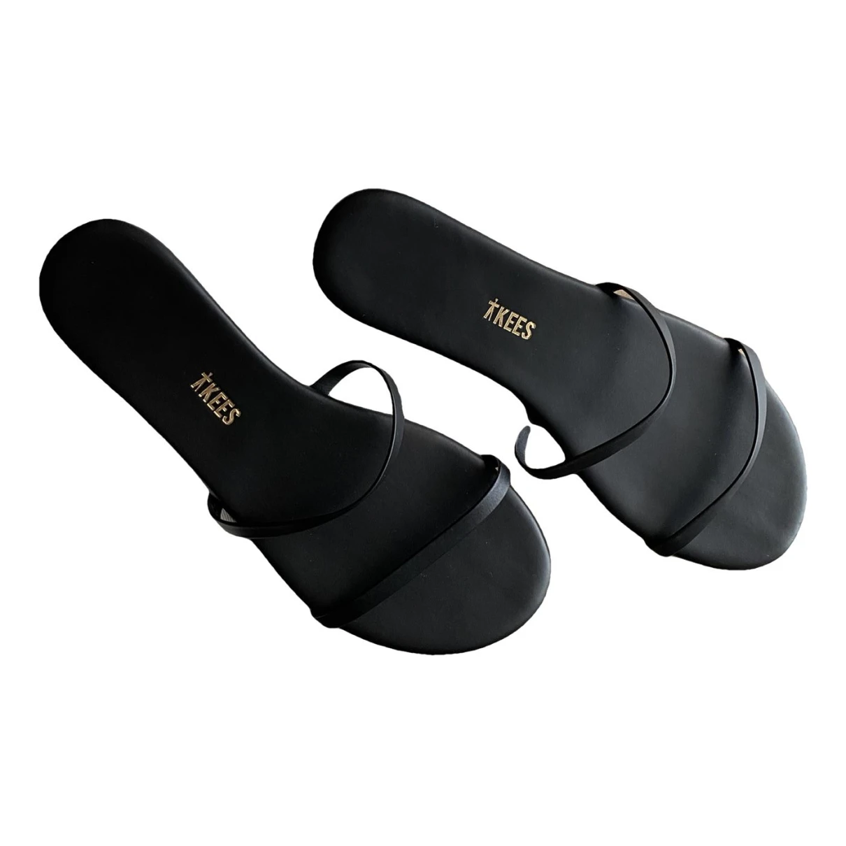 Pre-owned Tkees Leather Sandal In Black