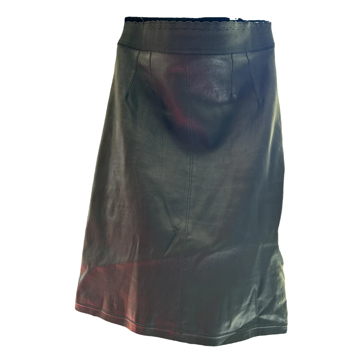 Pre-owned Dolce & Gabbana Leather Mid-length Skirt In Black
