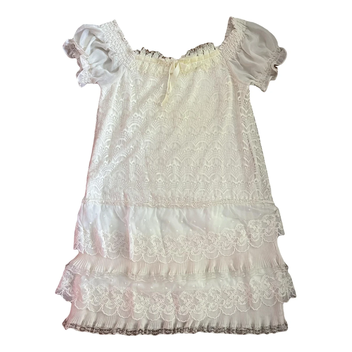 Pre-owned Molly Bracken Lace Mini Dress In White