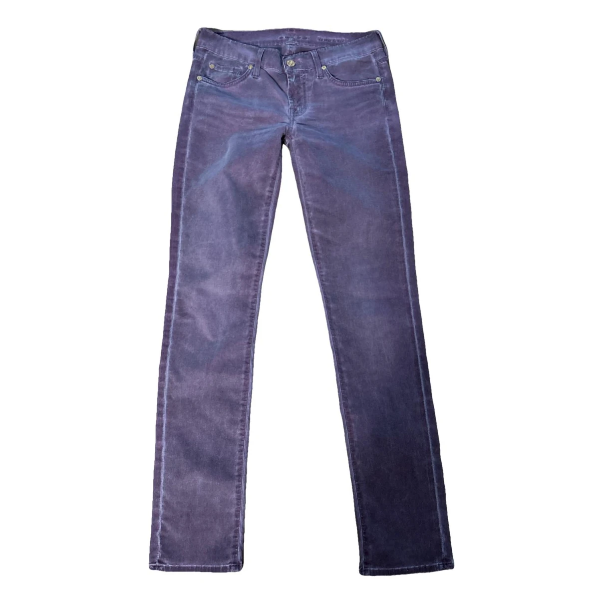 Pre-owned 7 For All Mankind Straight Jeans In Purple