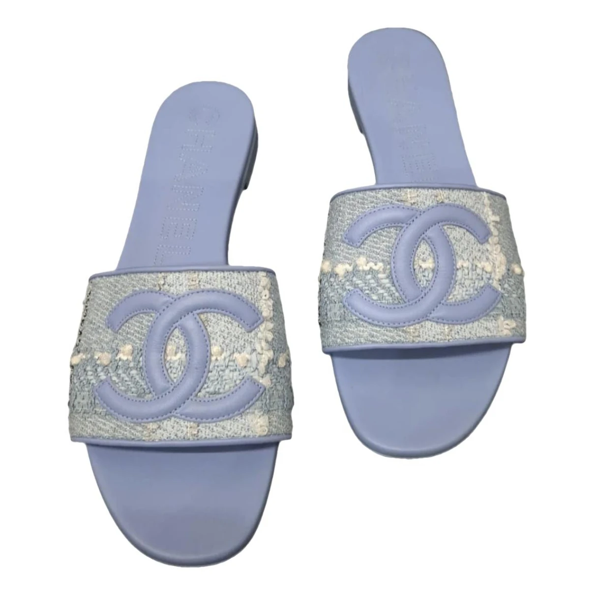 Pre-owned Chanel Leather Mules In Blue