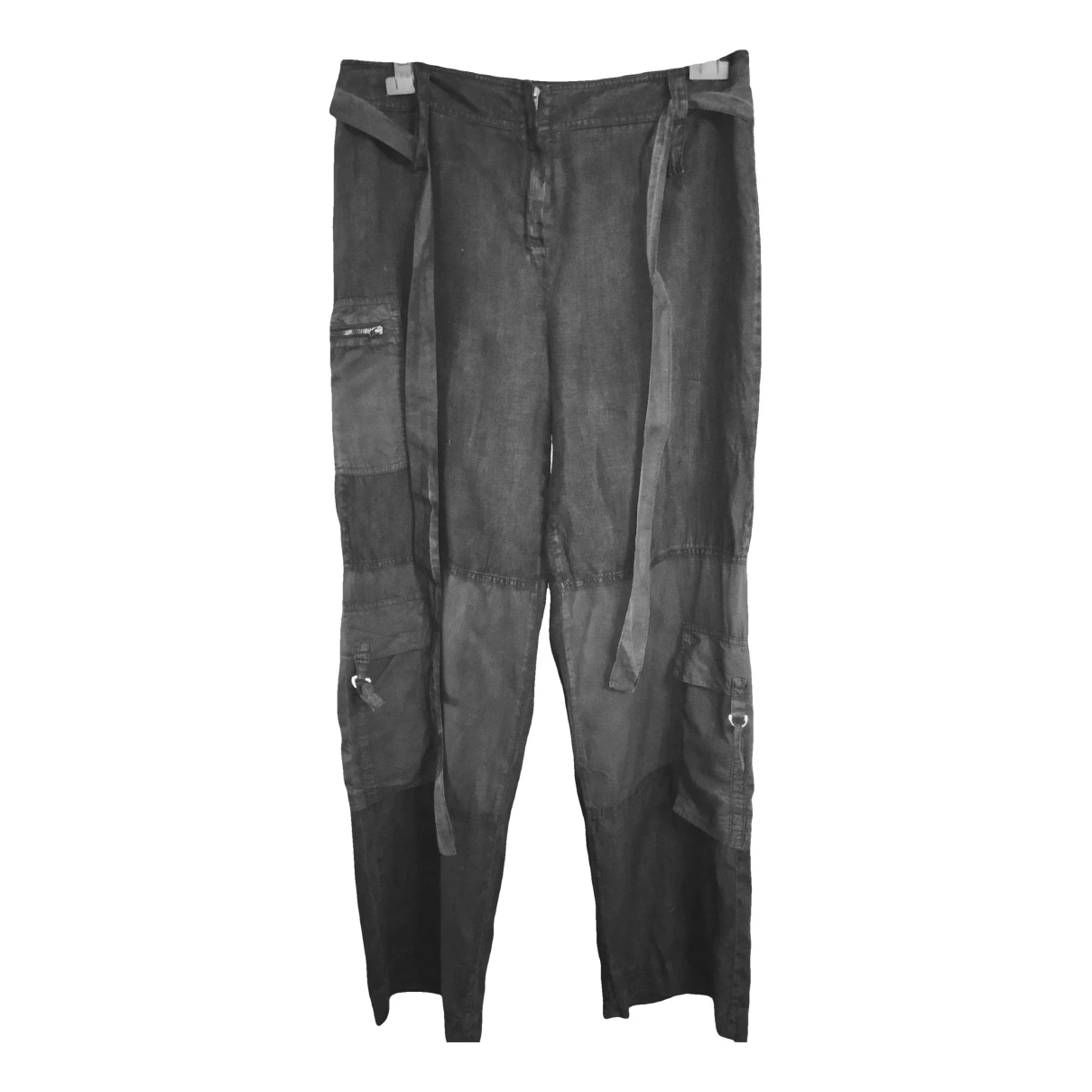 Pre-owned I Blues Linen Large Pants In Black
