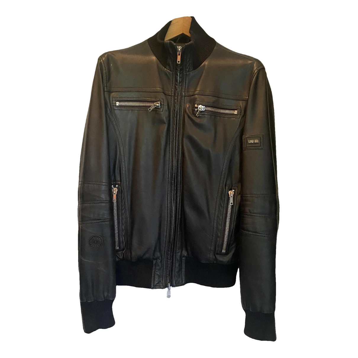 Pre-owned Liujo Leather Peacoat In Black