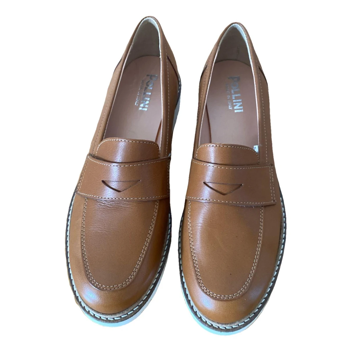 Pre-owned Pollini Leather Flats In Brown