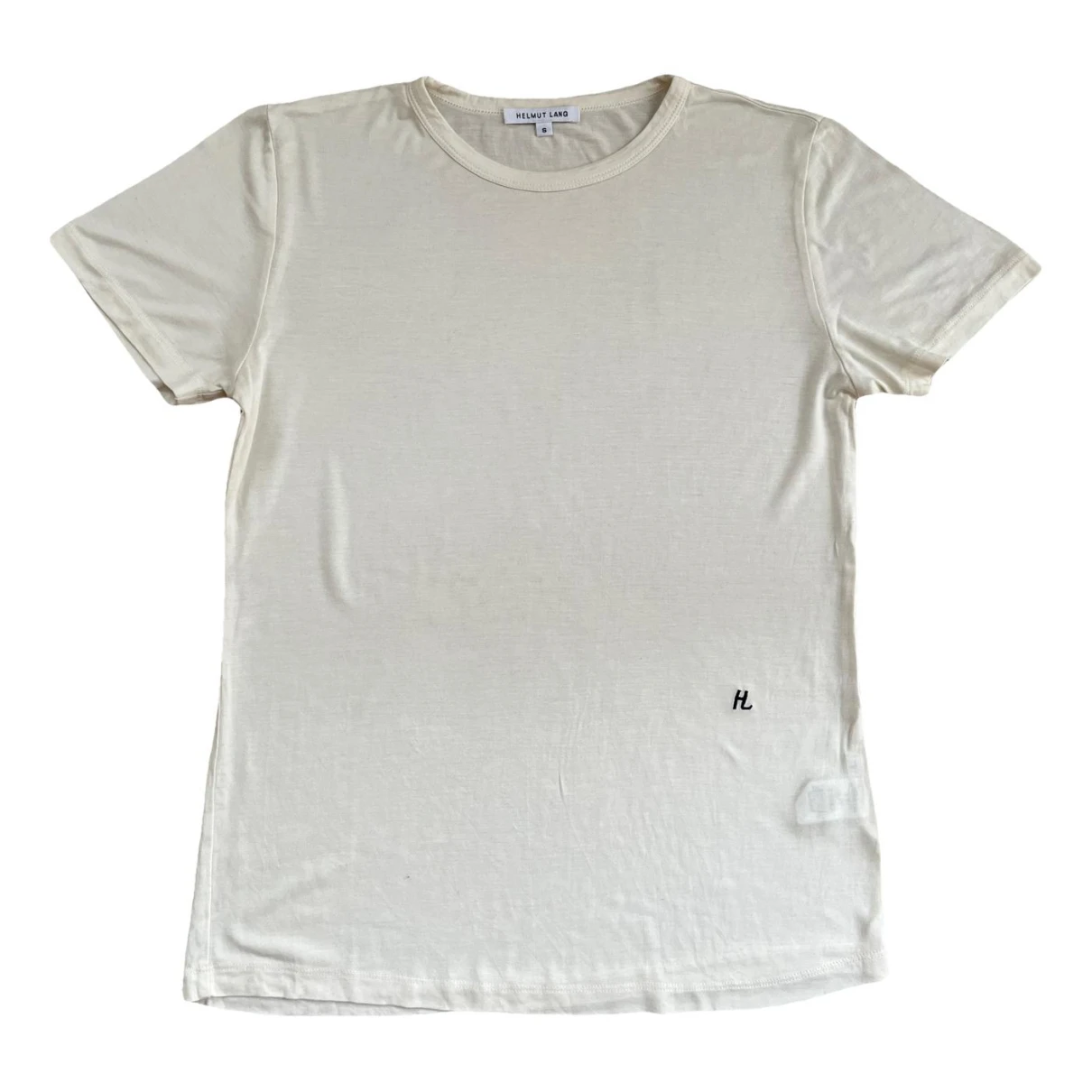 Pre-owned Helmut Lang Silk T-shirt In Ecru