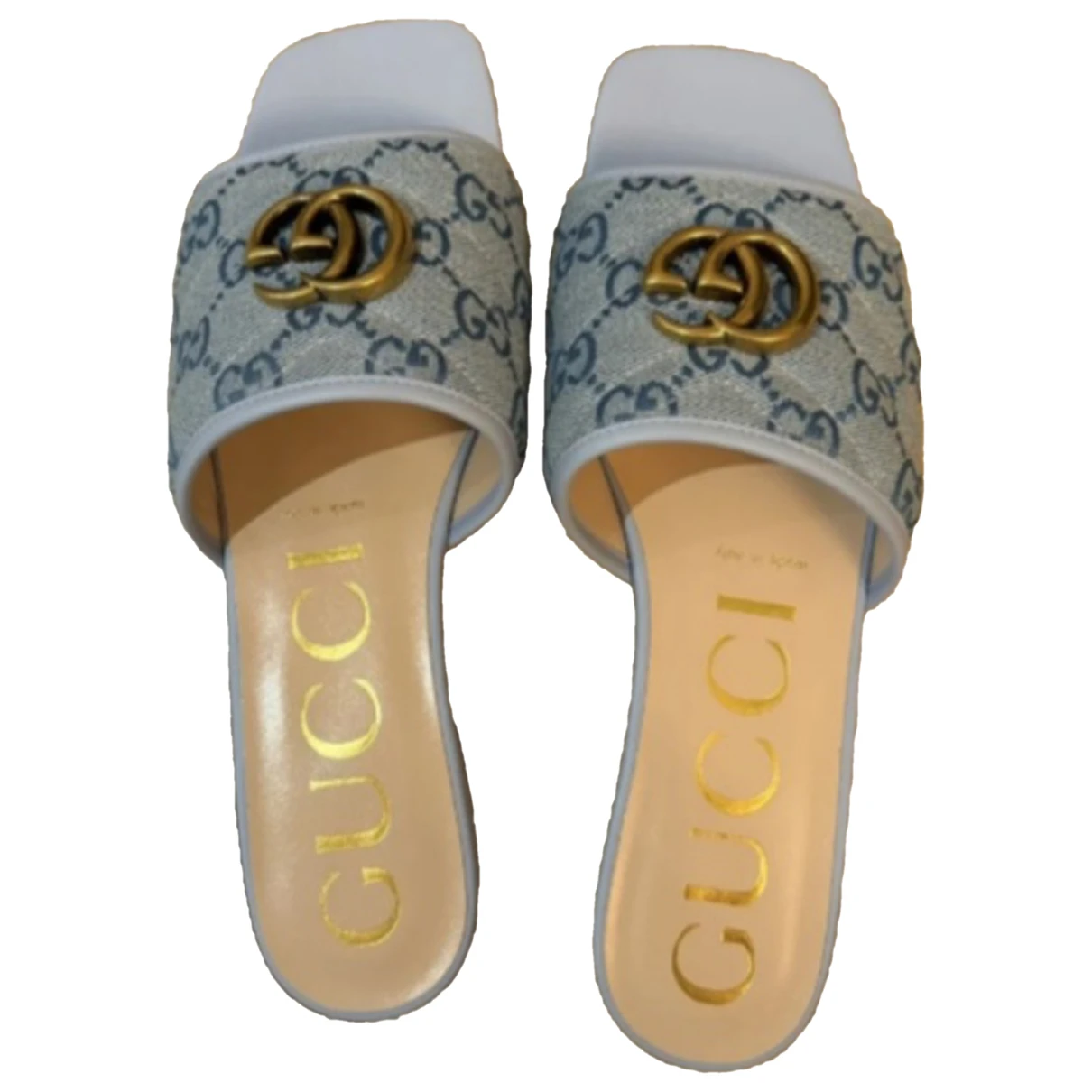 Pre-owned Gucci Cloth Ballet Flats In Grey