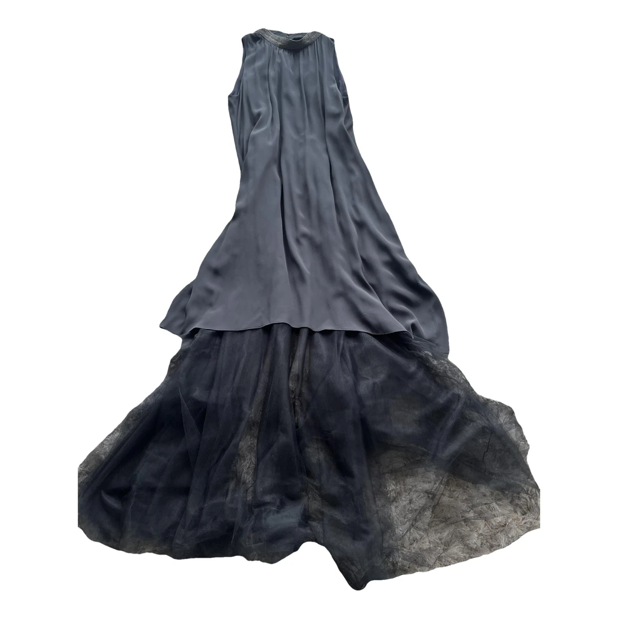 Pre-owned Fabiana Filippi Silk Maxi Dress In Anthracite