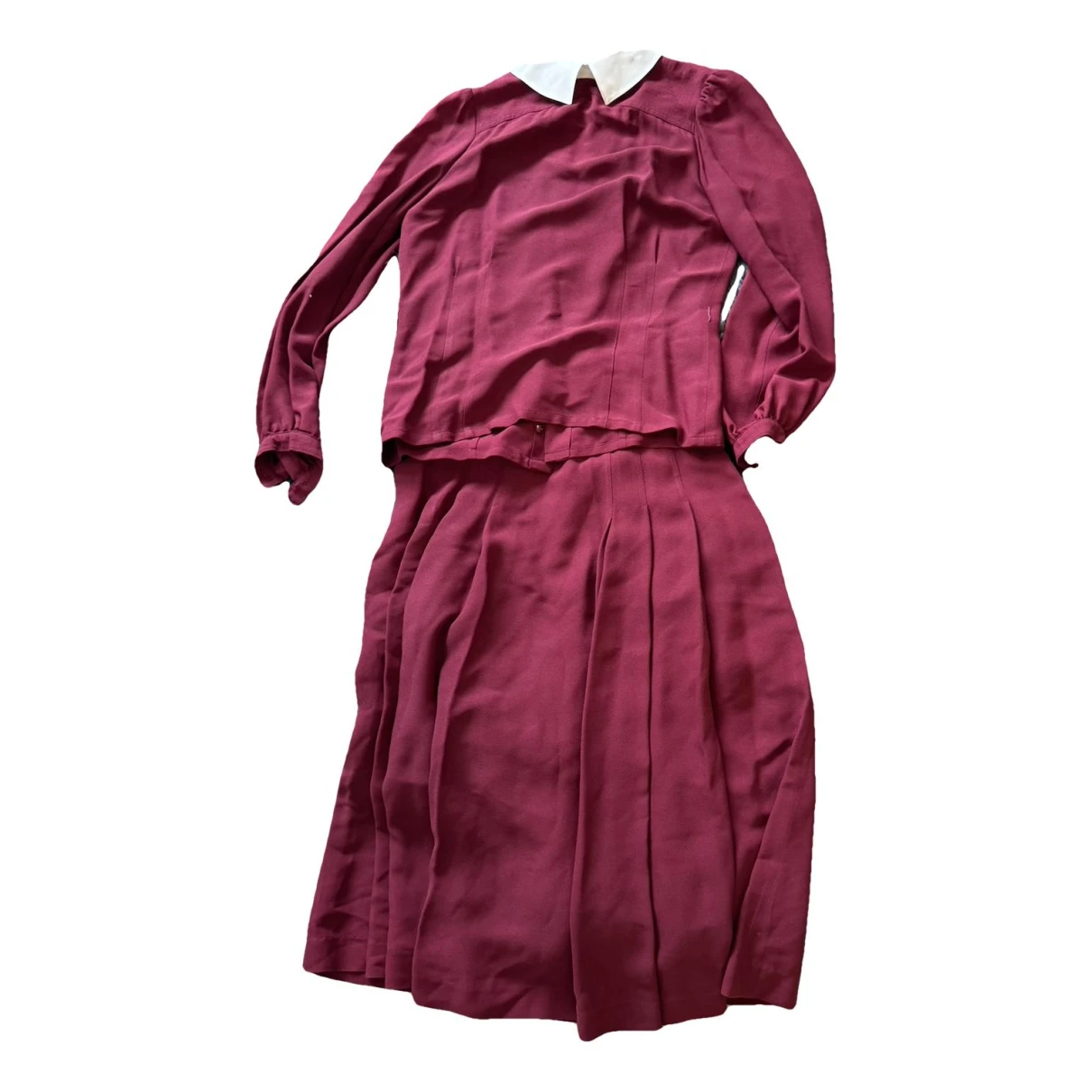 Pre-owned Nipon Boutique Skirt Suit In Burgundy