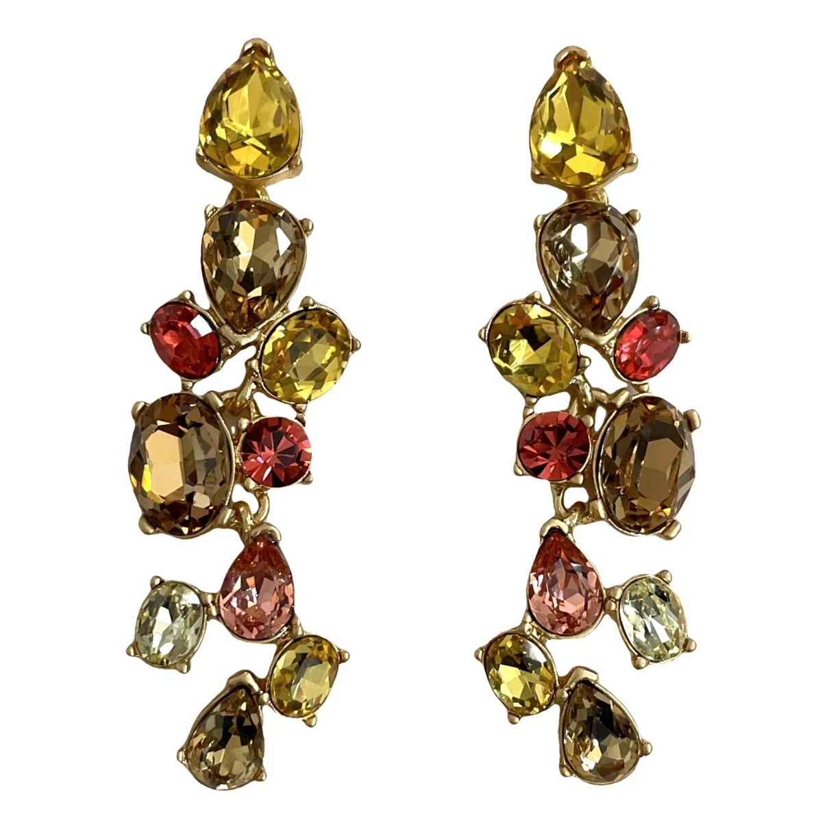 Pre-owned Oscar De La Renta Crystal Earrings In Multicolour