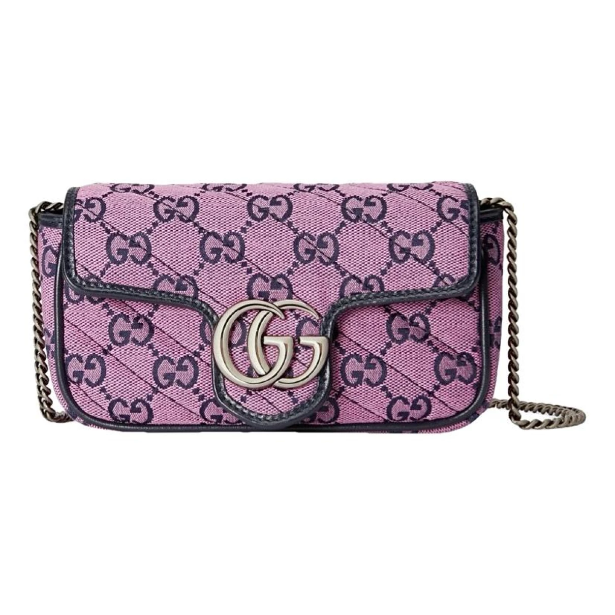 Pre-owned Gucci Gg Marmont Flap Cloth Crossbody Bag In Pink