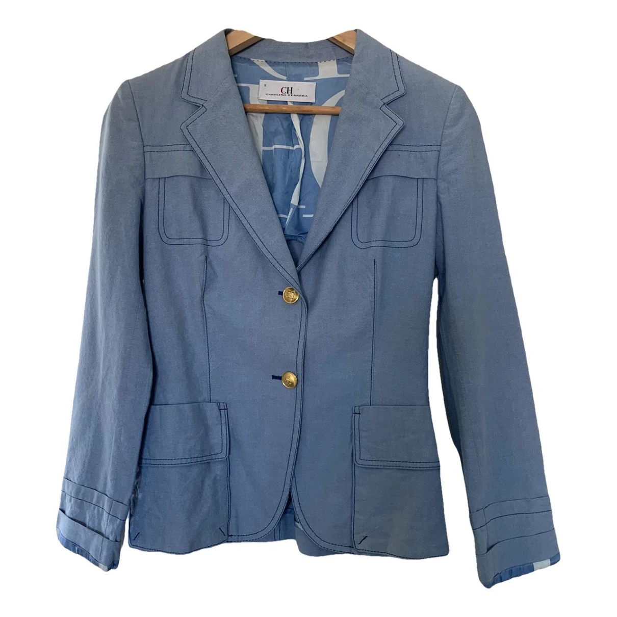 Pre-owned Carolina Herrera Short Vest In Blue