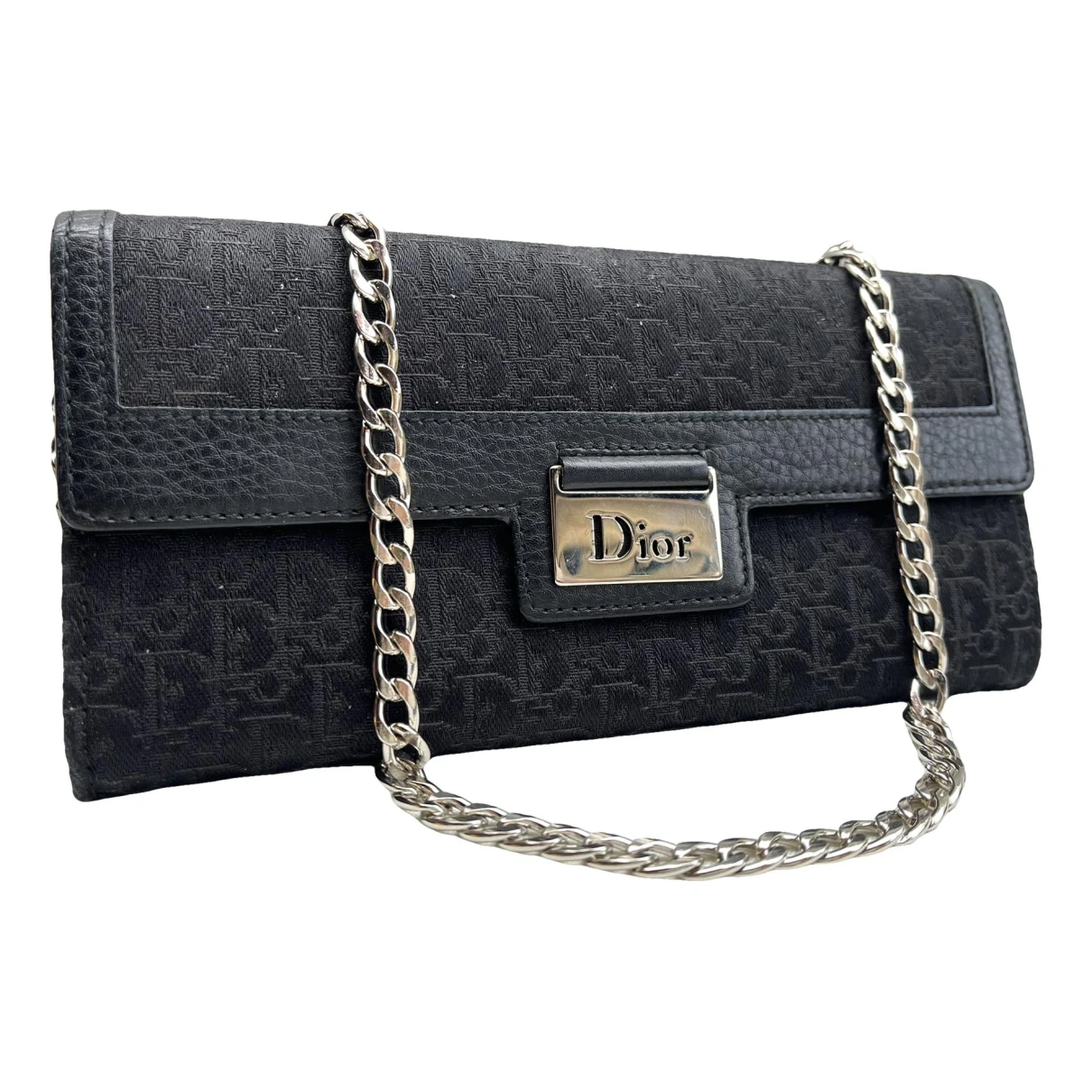 Pre-owned Dior 30 Montaigne Leather Crossbody Bag In Black