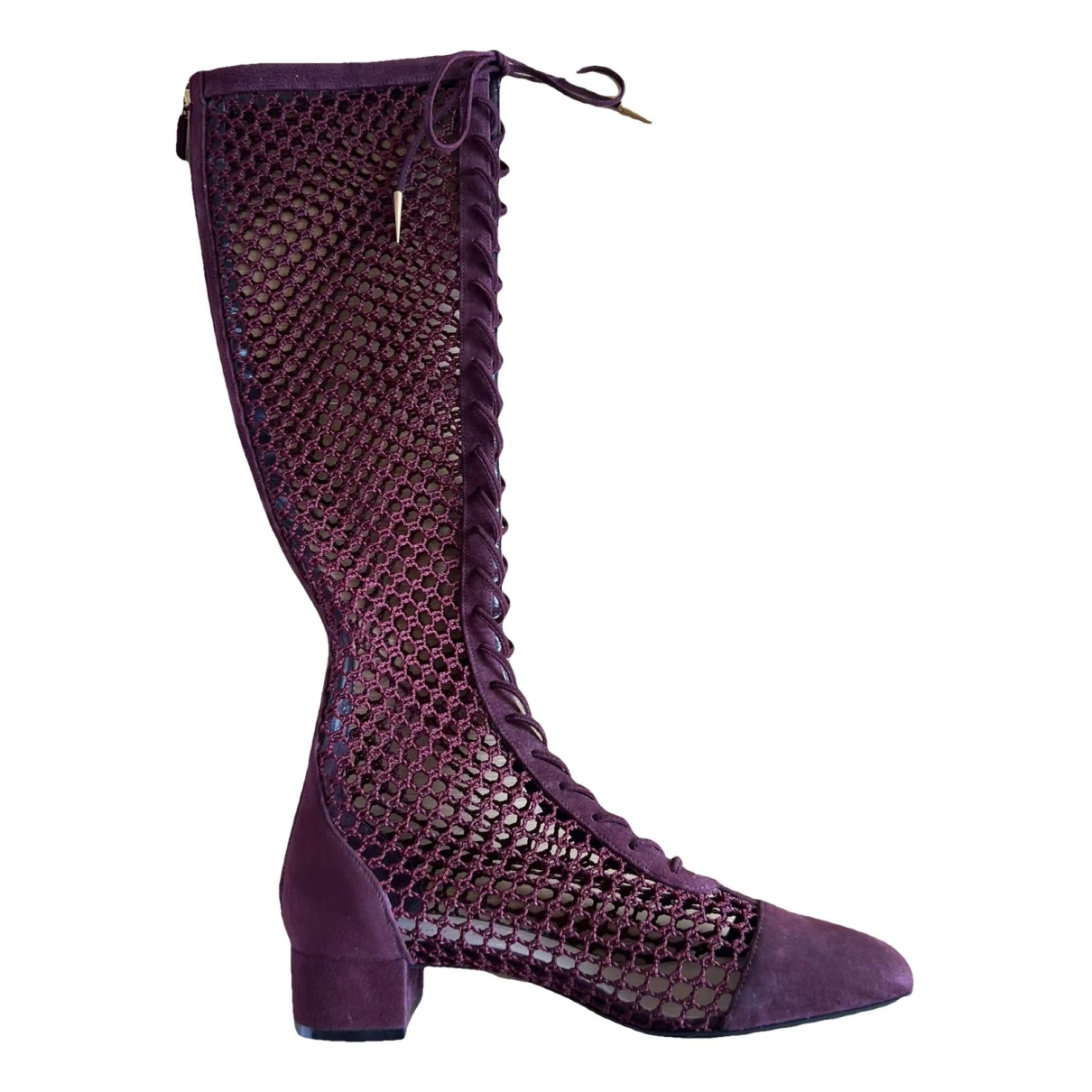 Pre-owned Dior Naughtily-d Boots In Burgundy