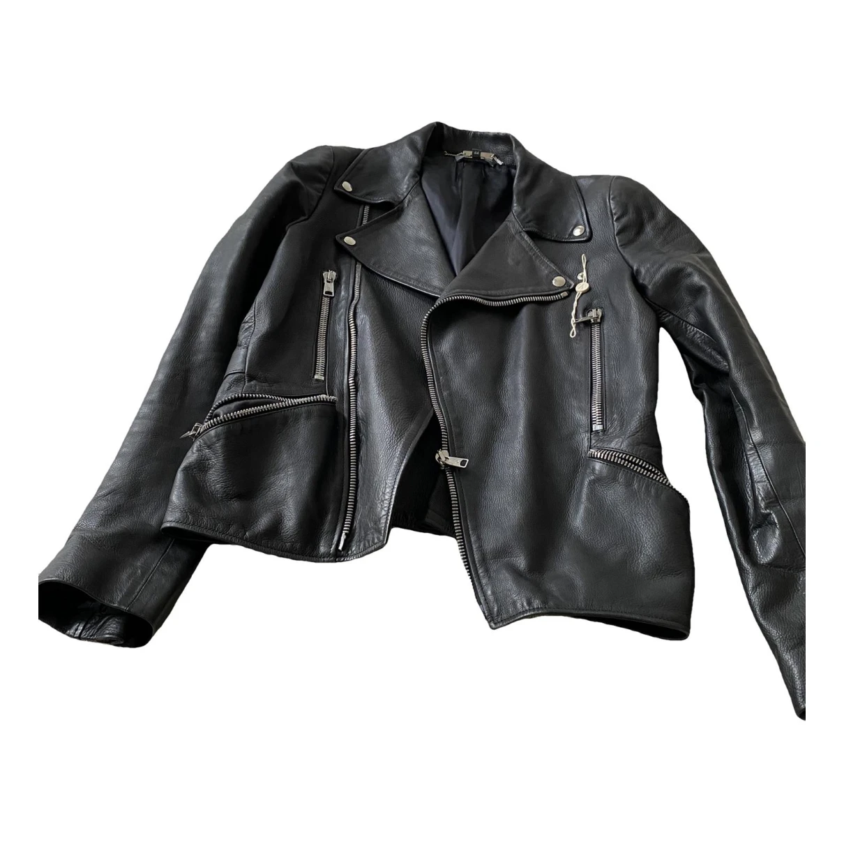 Pre-owned Alexander Mcqueen Leather Short Vest In Black