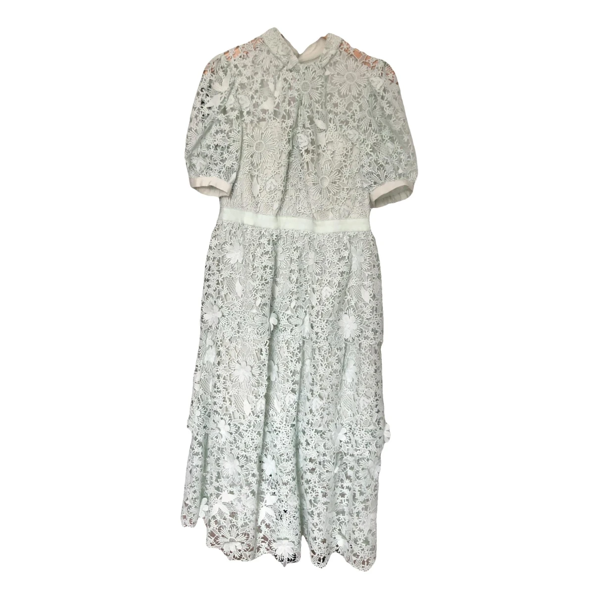 Pre-owned Self-portrait Lace Mid-length Dress In Green
