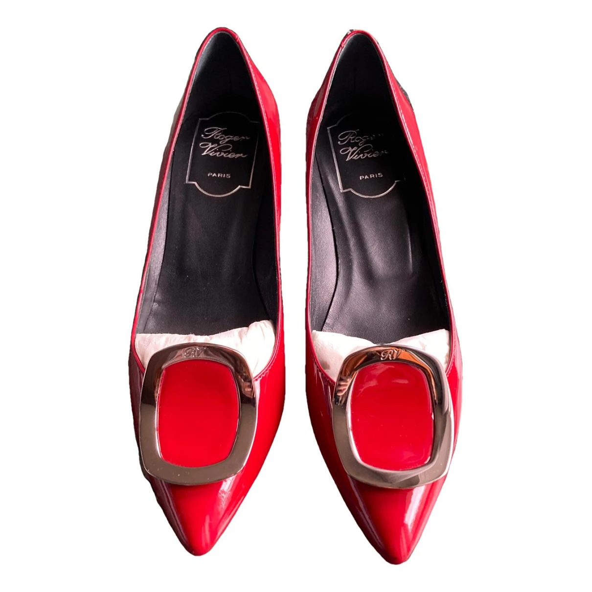 Pre-owned Roger Vivier Chips Patent Leather Heels In Red