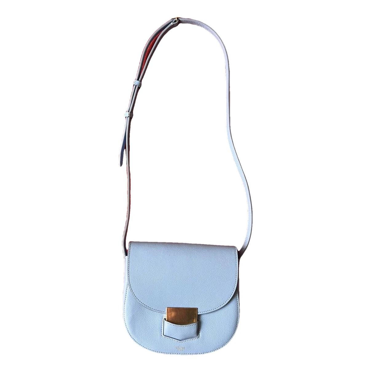 Pre-owned Celine Trotteur Leather Crossbody Bag In Blue