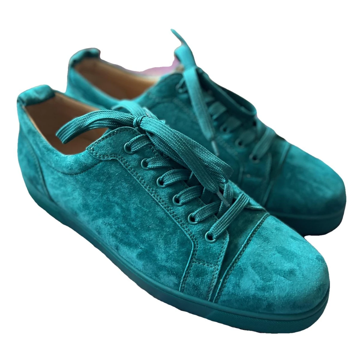 Pre-owned Christian Louboutin Louis Low Trainers In Green
