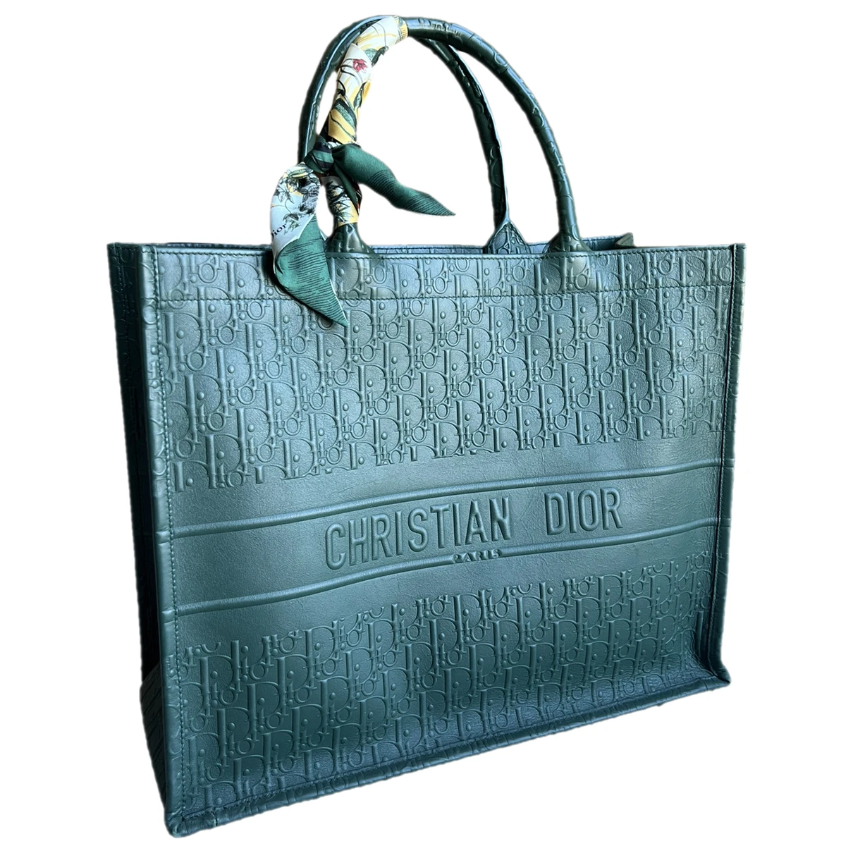 Pre-owned Dior Leather Tote In Green