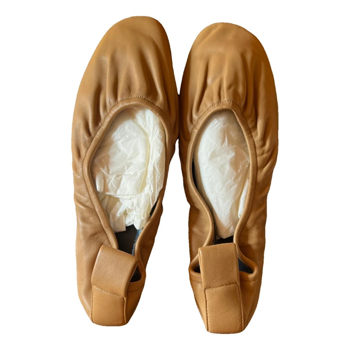 Pre-owned Celine Soft Ballerina Leather Ballet Flats In Camel