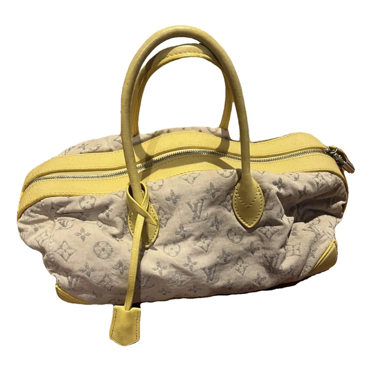 Pre-owned Louis Vuitton Speedy Cloth Handbag In Yellow